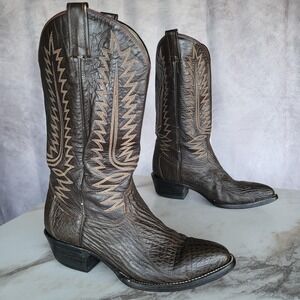 Cowtown Shark Western Cowboy Boots Mens Size 7.5 Brown Leather Pull On